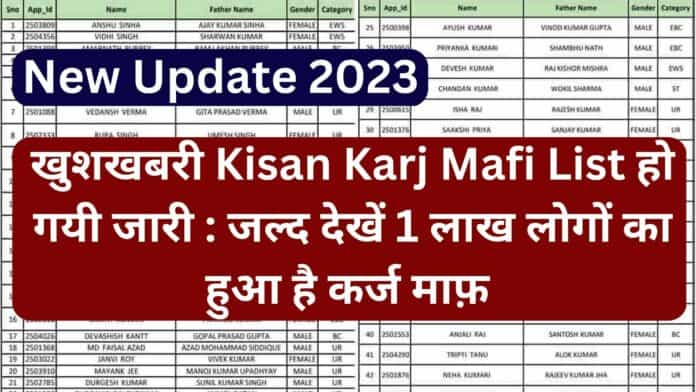 खुशखबरी Kisan Karj Mafi List हो गयी जारी : जल्द देखें 1 लाख लोगों का हुआ है कर्ज माफ़