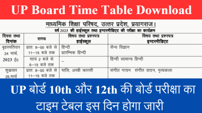 up Board Time Table Download 1